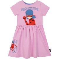 Miraculous Girl's Short Sleeve Ladybug Dress With Glitter in Pink | Size: 10-11 Years