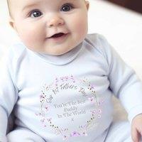 Aye Do Gifts Girl's Our 1st Fathers Day Pretty Flowers Baby Outfit: Baby Grow in White | Size: 0-3 m