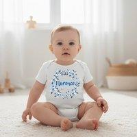 Aye Do Gifts Girl's Personalised Blue Flower Baby Outfit: Vest in White | Size: 6-12 m