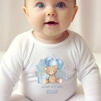 Aye Do Gifts Boy's Personalised Baby Boy Baby Outfit: Baby Grow in White | Size: Newborn