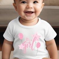 Aye Do Gifts Girl's It's A Girl Pink Baby Outfit: Vest in White | Size: 6-12 m