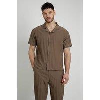 Native Youth Men's Short Sleeve Lightweight Pliss Relaxed Shirt in Taupe | Size: Medium