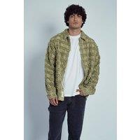 Native Youth Men's Cotton Long Sleeve Textured Jacquard Overshirt in Green | Size: Large