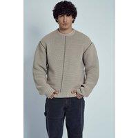 Native Youth Men's Ribbed Knit Crew Neck Long Sleeve Jumper in Stone | Size: Medium