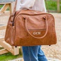 Duncan Stewart Men's Personalised Classic Weekend Faux Leather Bag in Tan