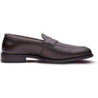 QUIVE London Men's VENTOR Penny Loafers Premium Leather Slip On Shoes for Men with Warranty in Brown | Size: 10