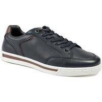 Jones Bootmaker Men's Salvo Premium Leather Lace Up Trainers in Navy | Size: 9