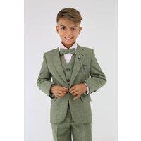 SIRRI Men's Slim Fit Textured 8-Piece Formal Suit Set in Khaki | Size: 16 Years
