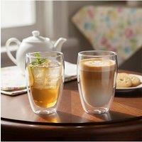 Living and Home 2-Pack 450ML 2-Walled Borosilicate Glass Coffee Cups in Clear