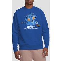 Netflix Kpop Demon Hunters Cute Derpy Tiger Cartoon Sweatshirt, Royal | Size: Large