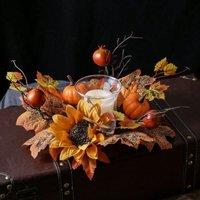 Garden Greatness Autumn Pumpkin Candle Holder Centerpiece - Fall Decor in Brown | Size: 1 Pack