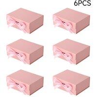 Living and Home 6Pcs Folding Magnetic Gift Boxes with Lids and Ribbons in Pink | Size: 6 Pack