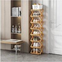 Living and Home 8-Tier Bamboo Folding Shoe Rack in Brown