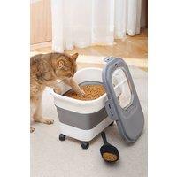 Living and Home Collapsible Dry Food Storage Container with Wheels and Lids in Grey
