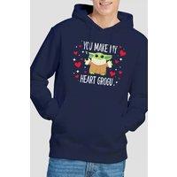 Disney Star Wars You Make My Heart Grogu Hoodie, Navy | Size: Small