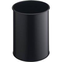 Durable Metal Round Waste Bin - Scratch Resistant Steel - 15L - Black | Size: 1 Pack
