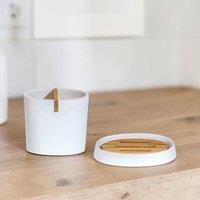 Showerdrape Sonata Bamboo Bathroom Accessory Set - Soap Dish & Toothbrush Holder in White