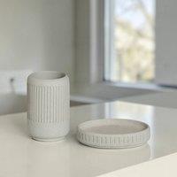 Showerdrape Alexandria Bathroom Accessory Set - Soap Dish & Tumbler in Stone
