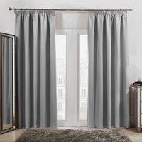 OHS Pair of Ready Made Pencil Pleat Blackout Curtains in Silver | Size: 167 cm width x 183 cm drop