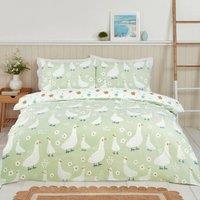 Rapport Home Jemima Duck Microfibre Duvet Cover Set with Pillowcase in Green | Size: King