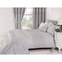 Rapport Home Everdean Polycotton Duvet Cover Set With Pillowcase in Silver | Size: King