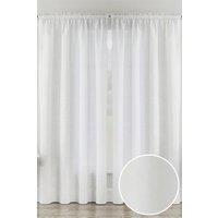 Tyrone Textiles Rhodes' White Plain Linen-Look Voile Panels Pair with Rod Pocket Header | Size: 140 cm width x 229 cm drop