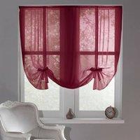Luxury Living Sheer Voile Tie Up Curtain Blinds - Adjustable Light Filtering in Maroon | Size: 228 cm width x 137 cm drop