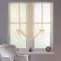 Luxury Living Sheer Voile Tie Up Curtain Blinds - Adjustable Light Filtering in Cream | Size: 228 cm width x 137 cm drop