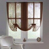 Luxury Living Sheer Voile Tie Up Curtain Blinds - Adjustable Light Filtering in Chocolate | Size: 228 cm width x 137 cm drop