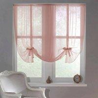 Luxury Living Sheer Voile Tie Up Curtain Blinds - Adjustable Light Filtering in Brown | Size: 228 cm width x 137 cm drop