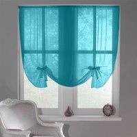 Luxury Living Sheer Voile Tie Up Curtain Blinds - Adjustable Light Filtering in Teal | Size: 228 cm width x 137 cm drop