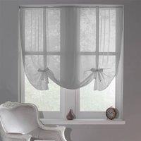 Luxury Living Sheer Voile Tie Up Curtain Blinds - Adjustable Light Filtering in Silver | Size: 228 cm width x 137 cm drop