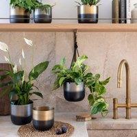Ivyline Oscar Two Tone Silver Metal Planter Set of 2