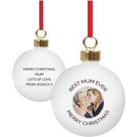 Personalised Memento Company Personalised Photo Upload Bauble in White