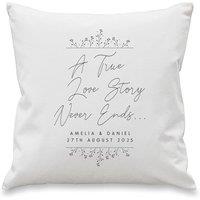 Personalised Memento Company Personalised True Love Story White Cushion | Size: 40 cm x 40 cm