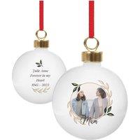 Personalised Memento Company Personalised Photo Upload Memorial Bauble in White