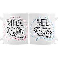 Personalised Memento Company Personalised Mr & Mrs Mug Set in White