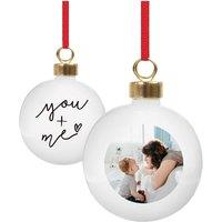Personalised Memento Company Personalised Me & You Photo Upload Bauble in White