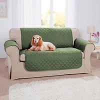 Coopers of Stortford Quilted 3 Seater Sofa Cover Reversible, Machine Washable 279 x 190.5cm in Green | Size: 279 x 190.5 cm