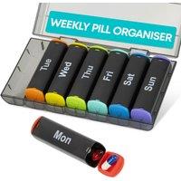 FINEWAY 7 Day Pill Organiser AM PM Storage Box Black