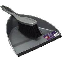 BARGAINS-GALORE Dustpan & Brush Set Handheld Scrubber Cleaning Combo Perfect For Home in Grey