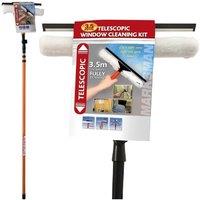 BARGAINS-GALORE 3.5m Telescopic Extending Window Cleaner Kit Glass Clean Multi Use in Orange