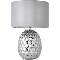 First Choice Lighting Deanna - Smokey Grey Tinted Glass 41cm Table Lamp in Silver