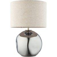 First Choice Lighting Lola - Smoke Mirror Dimpled Glass 43cm Table Lamp in Silver