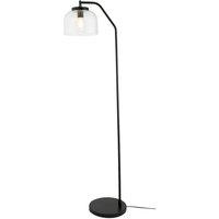 First Choice Lighting Porte - Matt Black & Glass 150cm Floor Lamp