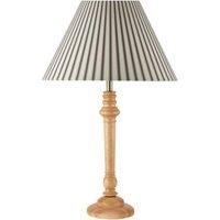 First Choice Lighting Julian - Natural Wood 55cm Table Lamp with Striped Linen Shade
