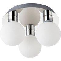 First Choice Lighting Nectar - Flush Ceiling Light Chrome with Opal Glass Shades in Silver