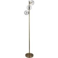 First Choice Lighting Becksley - Antique Brass 145cm Floor Lamp with Glass Globe Shades in Bronze