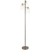 First Choice Lighting Panton - Antique Brass 150cm Floor Lamp with Frosted Glass Shades in Bronze