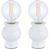 First Choice Lighting Set of 2 Tate - White Abstract Ceramic Table Lamps for Retro Bulb
